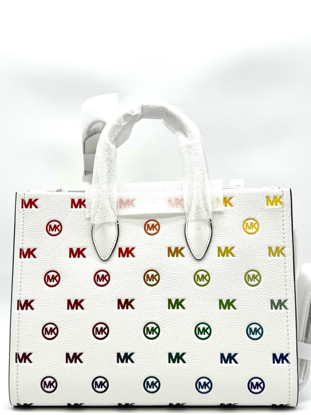 Michael Kors Mirella Medium Rainbow Logo Embossed Tote Bag 🌈 - Picture 4 of 7